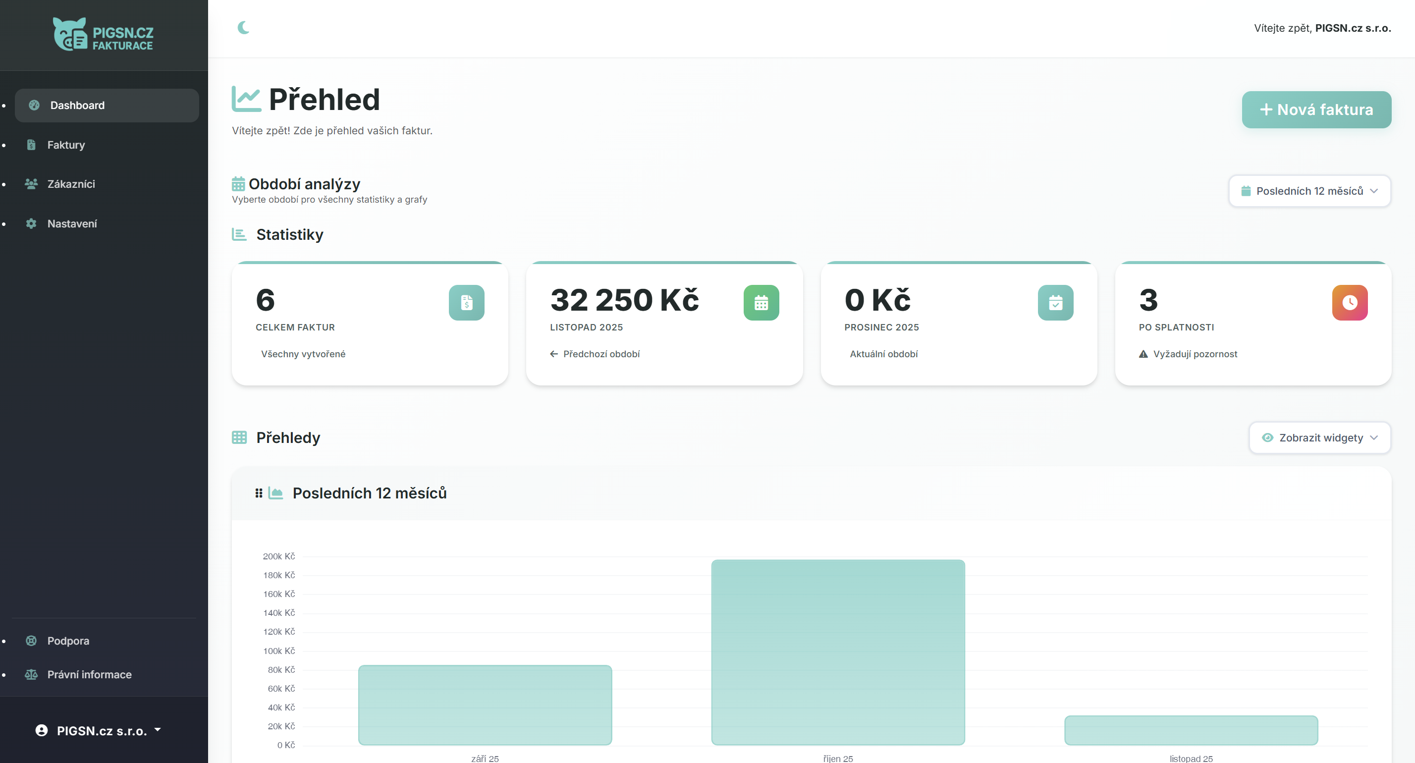 PIGSN.cz Fakturace - ukázka aplikace